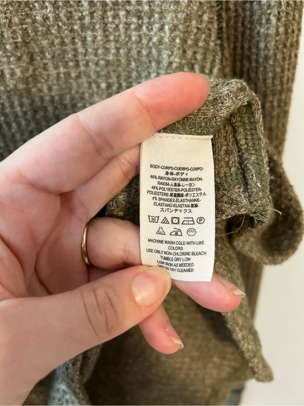 Free People Mountaineer Lace Up Cuff Thermal Waffle Top SZ Small